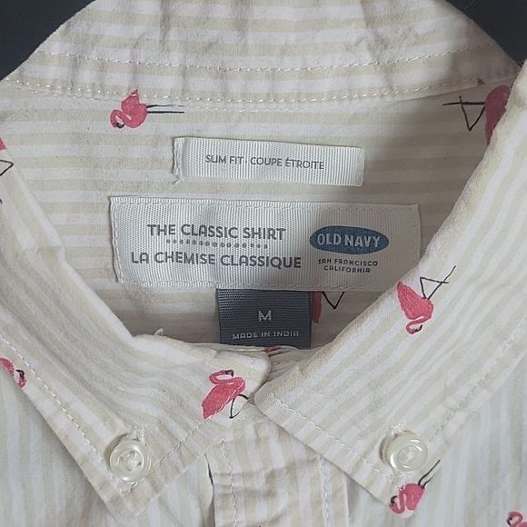 Old Navy Lightweight button down with flamingo print. - Picture 2 of 5